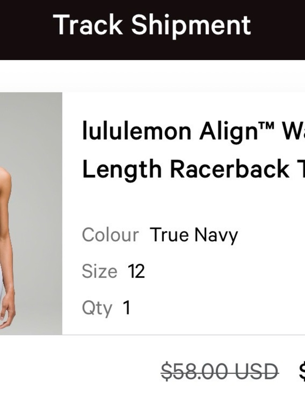 Lululemon Align Waist Tank. True Navy. Size 12 - Picture 3 of 3